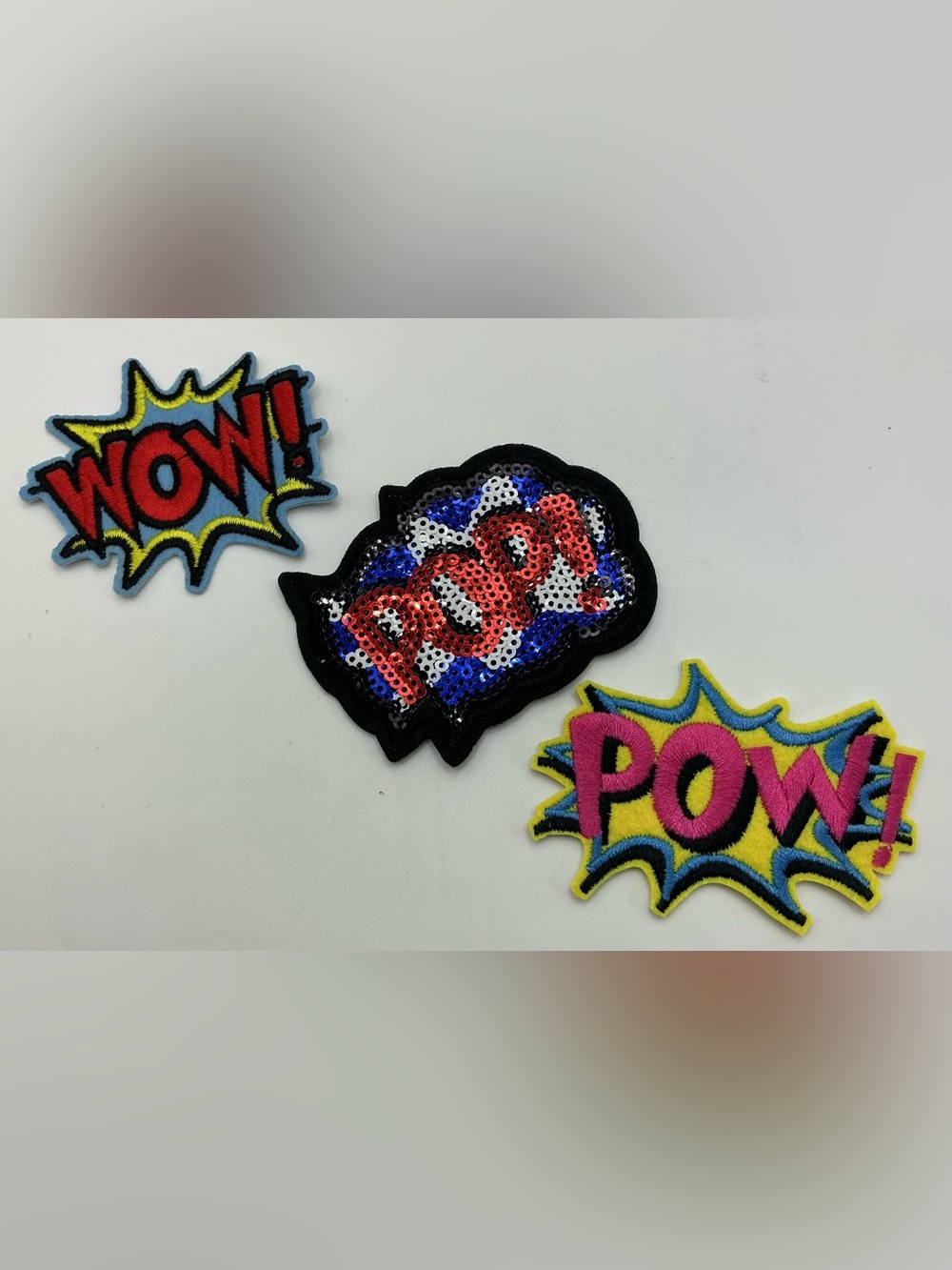 IRON OR SEW ON SPEECH BUBBLE PATCHES WOW POP POW COMIC STYLE